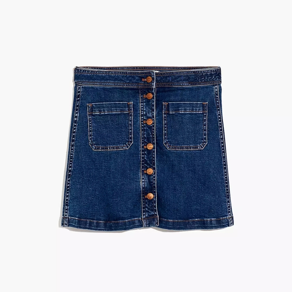Stretch Denim A-Line Pocket Mini Skirt Salisbury